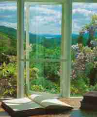 view from a window at Rydal Mount